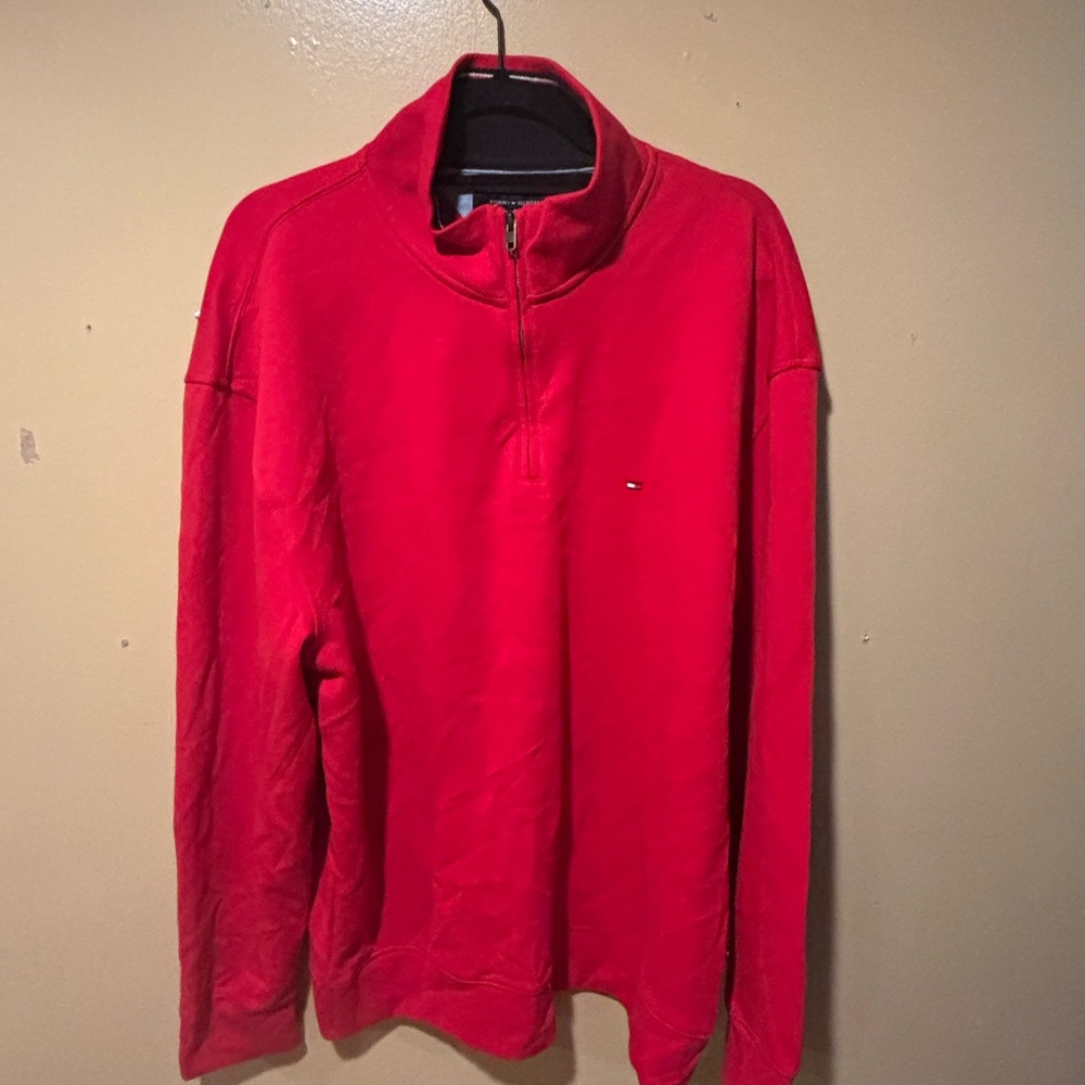 Tommy Hilfiger Men's Bold Red Zip-Up Sweater